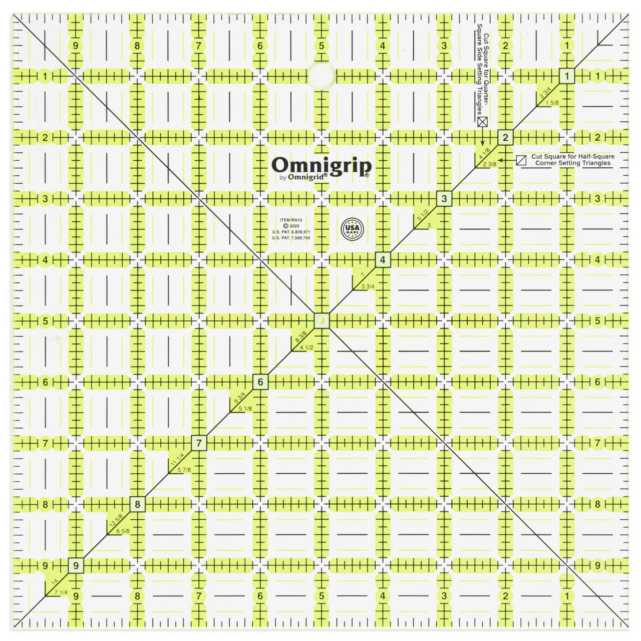 Omnigrip® by Omnigrid® 10" x 10" Non-Slip Square Quilting Ruler